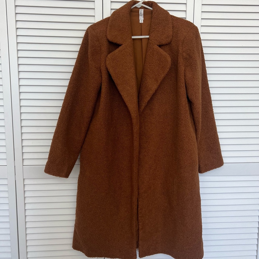 Brown Fuzzy Teddy Pea Coat